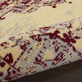 Nourison Grafix Traditional Cream/Red 3' x 5' Area Rug, Easy Clean, Non Shedding, Bed Room, Living Room, Dining Room, Kitchen (3x5)