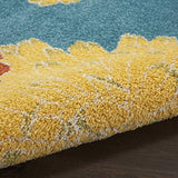 Nourison Allur Turquoise Multicolor 4' x 6' Area Rug, Modern, Floral, Bed Room, Living Room, Dining Room, Kitchen, Easy Cleaning, Non Shedding