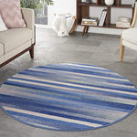 Nourison Whimsicle Abstract Blue Multicolor 5' x Round Area Rug, Easy Cleaning, Non Shedding, Bed Room, Living Room, Dining Room, Kitchen (5 Round)