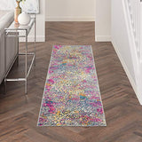 Nourison Passion Modern & Contemporary Yellow Multi 2'2" x 7'6" Area -Rug, Easy -Cleaning, Non Shedding, Bed Room, Living Room, Dining Room, Kitchen (2x8)
