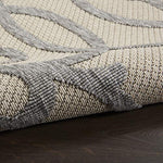 Nourison Palamos Indoor/Outdoor Cream Grey 2'2" x 7'6" Area Rug, Easy Cleaning, Non Shedding, Bed Room, Living Room, Dining Room, Backyard, Deck, Patio (2x8)