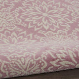 Nourison Jubilant Floral Ivory/Pink 5'3'' x Round Area-Rug, Easy-Cleaning, Non Shedding, Bed Room, Living Room, Dining Room, Kitchen (5 Round)