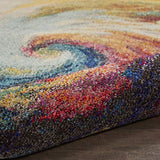 Nourison Celestial Multicolor Wave 2' x 6' Area Rug, Abstract, Spiral, Bed Room, Living Room, Dining Room, Kitchen, Easy Cleaning, Non Shedding, (6' x Runner)