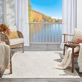 Nourison Versatile Indoor/Outdoor Ivory/White 4' x 6' Area Rug, Easy Cleaning, Non Shedding, Bed Room, Living Room, Dining Room, Deck, Backyard, Patio, High Traffic Area (4x6)