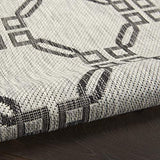 Nourison Garden Party Ivory/Charcoal 5'3" x Round Area Rug, Traditional, Trellis, Bed Room, Living Room, Dining Room, Kitchen, Easy Cleaning, Non Shedding, (5' Round)