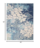 Nourison Tranquil Floral Navy/Pink 5'3" x 7'3" Area -Rug, Easy -Cleaning, Non Shedding, Bed Room, Living Room, Dining Room, Kitchen (5x7)