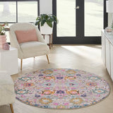 Nourison Passion Silver 5'3" x Round Area -Rug, Boho, Moroccan, Bed Room, Living Room, Dining Room, Kitchen, Easy -Cleaning, Non Shedding, (5' Round)