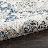 Nourison Geneva Blue/Grey 2'2" x 7'6" Area Rug, Traditional, French Country, Easy Cleaning, Non Shedding, Bed Room, Living Room, Dining Room, Kitchen, (8' x Runner)