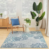Nourison Garden Oasis Indoor/Outdoor Blue 5' x 7' Area Rug, Easy Cleaning, Non-Shedding, Bed Room, Living Room, Dining Room, Backyard, Deck, Patio (5x7)