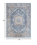 Nourison Vintage Home Vintage Blue 3'9" x 5'9" Area Rug, Easy Clean, Non Shedding, Bed Room, Living Room, Dining Room, Backyard, Deck, Patio (4x6)