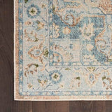 Nourison Astra Machine Washable Traditional Beige Blue 2'2" x 10' Area -Rug, Easy -Cleaning, Non Shedding, Bed Room, Living Room, Dining Room, Kitchen (2x10)