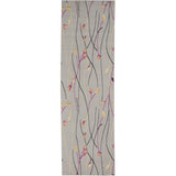 Nourison Grafix Grey 2'3" x 7'6" Area Rug, Modern, Botanical , Bed Room, Living Room, Dining Room, Kitchen, Easy Clean, Non Shedding, (8' Runner)