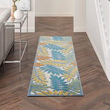 Nourison Aloha Indoor/Outdoor Tropical Botanical Ivory/Multi 2'3" x 8' Area Rug, (2' x 8')