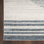 Nourison Astra Machine Washable Geometric Ivory Blue 2'2" x 4' Area -Rug, Easy -Cleaning, Non Shedding, Bed Room, Living Room, Dining Room, Kitchen (2x4)