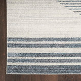 Nourison Astra Machine Washable Geometric Ivory Blue 2'2" x 4' Area -Rug, Easy -Cleaning, Non Shedding, Bed Room, Living Room, Dining Room, Kitchen (2x4)