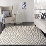 Nourison Grafix Mid-century White/Grey 5'3" x 7'3" Area -Rug, Easy -Cleaning, Non Shedding, Bed Room, Living Room, Dining Room, Kitchen (5x7)
