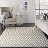 Nourison Grafix Mid-century White/Grey 5'3" x 7'3" Area -Rug, Easy -Cleaning, Non Shedding, Bed Room, Living Room, Dining Room, Kitchen (5x7)