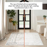 Nourison Glam Geometric Ivory/Taupe 2'3" x 7'6" Area Rug, Easy Clean, Non Shedding, Bed Room, Living Room, Dining Room, Kitchen (2x8)