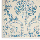 Nourison Jubilant Damask Ivory/Blue 5'3" x 7'3" Area -rug, Easy -cleaning, Non Shedding, Bed Room, Living Room, Dining Room, Kitchen (5x7)
