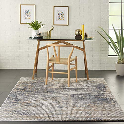 Nourison Concerto Abstract Blue Beige 3' x 5' Area -Rug, Easy -Cleaning, Non Shedding, Bed Room, Living Room, Dining Room, Kitchen (3x5)
