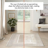 Nourison Glam Geometric Ivory 2'3" x 7'6" Area Rug, Easy Clean, Non Shedding, Bed Room, Living Room, Dining Room, Kitchen (2x8)