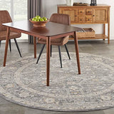 Nourison Nyle Traditional Slate Multicolor 7'10" x Round Area -rug, Easy -cleaning, Non Shedding, Bed Room, Living Room, Dining Room, Kitchen (8 Round)
