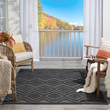 Nourison Versatile Indoor/Outdoor Charcoal/Black 5' x 7' Area Rug, Easy Cleaning, Non Shedding, Bed Room, Living Room, Dining Room, Deck, Backyard, Patio, High Traffic Area (5x7)