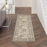 Nourison Grafix Bohemian Green 2'3" x 7'6" Area -Rug, Easy -Cleaning, Non Shedding, Bed Room, Living Room, Dining Room, Kitchen (2x8)