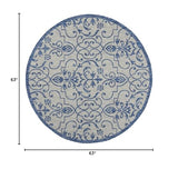 Nourison Garden Party Ivory Blue 5' Round Area Rug , 5'3" x Round