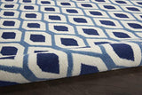 Nourison Grafix Mid-century White/Navy 5'3" x 7'3" Area -Rug, Easy -Cleaning, Non Shedding, Bed Room, Living Room, Dining Room, Kitchen (5x7)
