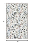 Nourison Washables Floral Ivory Multi 3' x 5' Area Rug, Easy Clean, Non Shedding, Bed Room, Living Room, Dining Room, Kitchen (3x5)