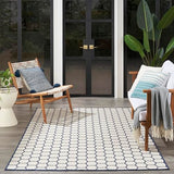 Nourison Reversible Indoor Outdoor Geometric Navy 5' x 7' Area Rug, Easy Clean, Non Shedding, Bed Room, Living Room, Dining Room, Kitchen (5x7)