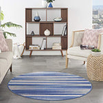 Nourison Whimsicle Abstract Blue Multicolor 5' x Round Area Rug, Easy Cleaning, Non Shedding, Bed Room, Living Room, Dining Room, Kitchen (5 Round)