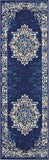 Nourison Grafix Navy Blue 2'3'' x 7'6'' Traditional Area-Rug, Modern, Easy-Cleaning, Non Shedding, Bed Room, Living Room, Dining Room, Kitchen, (8' Runner)