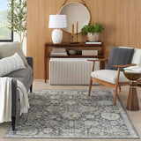 Nourison Oushak Home 4' x 6' Charcoal Fabric Vintage Indoor Rug