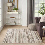 Nourison Serenity Home Abstract Ivory Beige 3'11" x 5'11" Area Rug, Easy Clean, Non Shedding, Bed Room, Living Room, Dining Room, Backyard, Deck, Patio (4x6)