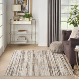 Nourison Serenity Home Abstract Ivory Beige 3'11" x 5'11" Area Rug, Easy Clean, Non Shedding, Bed Room, Living Room, Dining Room, Backyard, Deck, Patio (4x6)