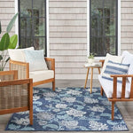 Nourison Garden Oasis Indoor/Outdoor Navy 5' x 7' Area Rug, Easy-Cleaning, Non Shedding, Bed Room, Living Room, Dining Room, Backyard, Deck, Patio (5x7)