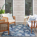 Nourison Garden Oasis Indoor/Outdoor Navy 5' x 7' Area Rug, Easy-Cleaning, Non Shedding, Bed Room, Living Room, Dining Room, Backyard, Deck, Patio (5x7)