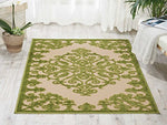 Nourison Aloha Indoor/Outdoor Green 2'8" x 4' Area-Rug, Tropical, Botanical, Easy-Cleaning, Non Shedding, Bed Room, Living Room, Dining Room, Deck, Backyard, Patio (3x4)