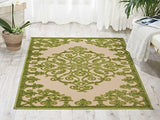 Nourison Aloha Indoor/Outdoor Green 2'8" x 4' Area-Rug, Tropical, Botanical, Easy-Cleaning, Non Shedding, Bed Room, Living Room, Dining Room, Deck, Backyard, Patio (3x4)