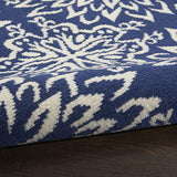 Nourison Jubilant Floral Navy/Ivory 5'3'' x Round Area-Rug, Easy-Cleaning, Non Shedding, Bed Room, Living Room, Dining Room, Kitchen (5 Round)