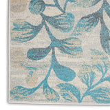 Nourison Tranquil Nature Ivory/Turquoise 5'3" x 7'3" Area -rug, Easy -cleaning, Non Shedding, Bed Room, Living Room, Dining Room, Kitchen (5x7)