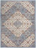 Nourison Elation Floral Ivory Blue 2'3" x 7'6" Area -Rug, Easy -Cleaning, Non Shedding, Bed Room, Living Room, Dining Room, Kitchen (2x7)