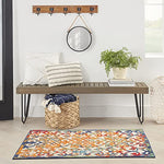 Nourison Aloha Indoor/Outdoor Multicolor 3' x 5' Area Rug, Transitional, French Country, Easy Cleaning, Non Shedding, Bed Room, Kitchen, Living Room, Deck, Backyard
