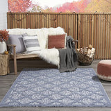 Nourison Easy Care Moroccan Denim Blue 5' x 7' Area -Rug, Trellis, Easy -Cleaning, Non Shedding, Bed Room, Living Room, Dining Room, Backyard, Deck, Patio (5x7)