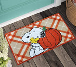 Nourison Peanuts Accent Throw Rug 20 x 32 inches Non-Skid Latex Backing Cartoon Character Print (Fall Pumpkin Rug)