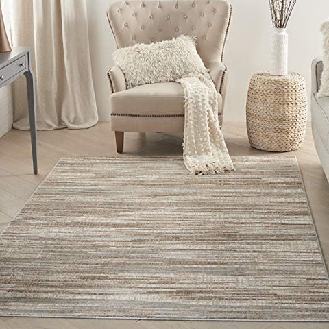 Nourison Elation Abstract Ivory Grey 4' x 6' Area -Rug, Easy -Cleaning, Non Shedding, Bed Room, Living Room, Dining Room, Kitchen (4x6)
