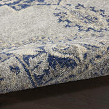 Nourison Tranquil Persian Grey/Navy 2' x 4' Area -Rug, Easy -Cleaning, Non Shedding, Bed Room, Living Room, Dining Room, Kitchen (2x4)