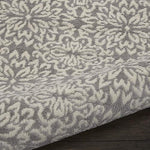 Nourison Jubilant Floral Ivory/Grey 2'3'' x 7'3'' Area-Rug, Easy-Cleaning, Non Shedding, Bed Room, Living Room, Dining Room, Kitchen (2x7)